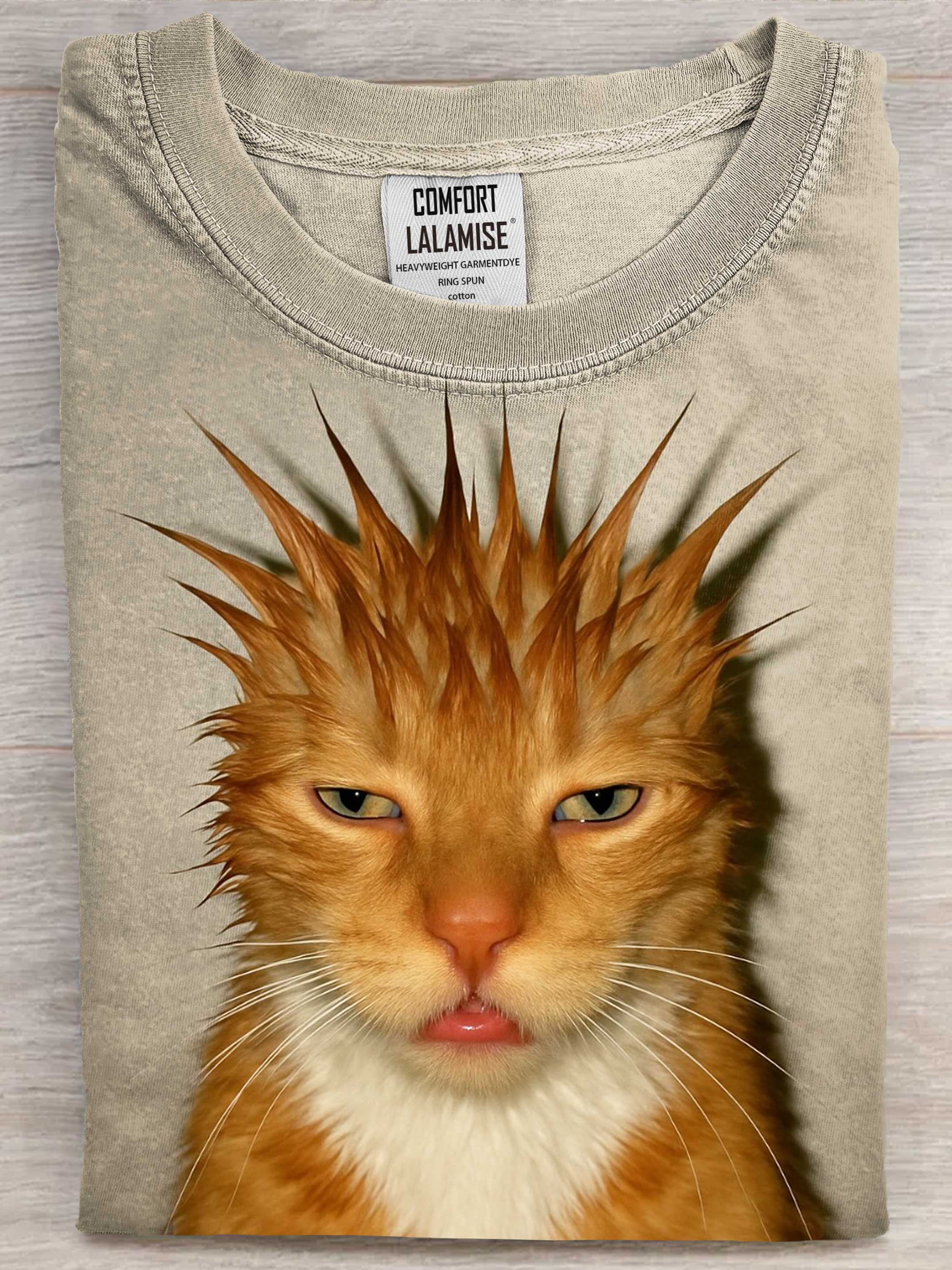 Funny Cat Art Print Cotton Casaul Short Sleeve T-shirt