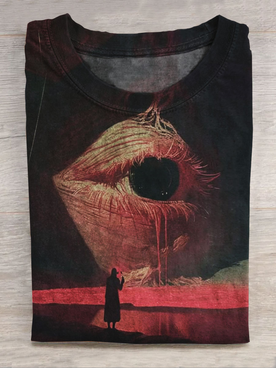 Dark Fantasy Print Casual Short Sleeve Top