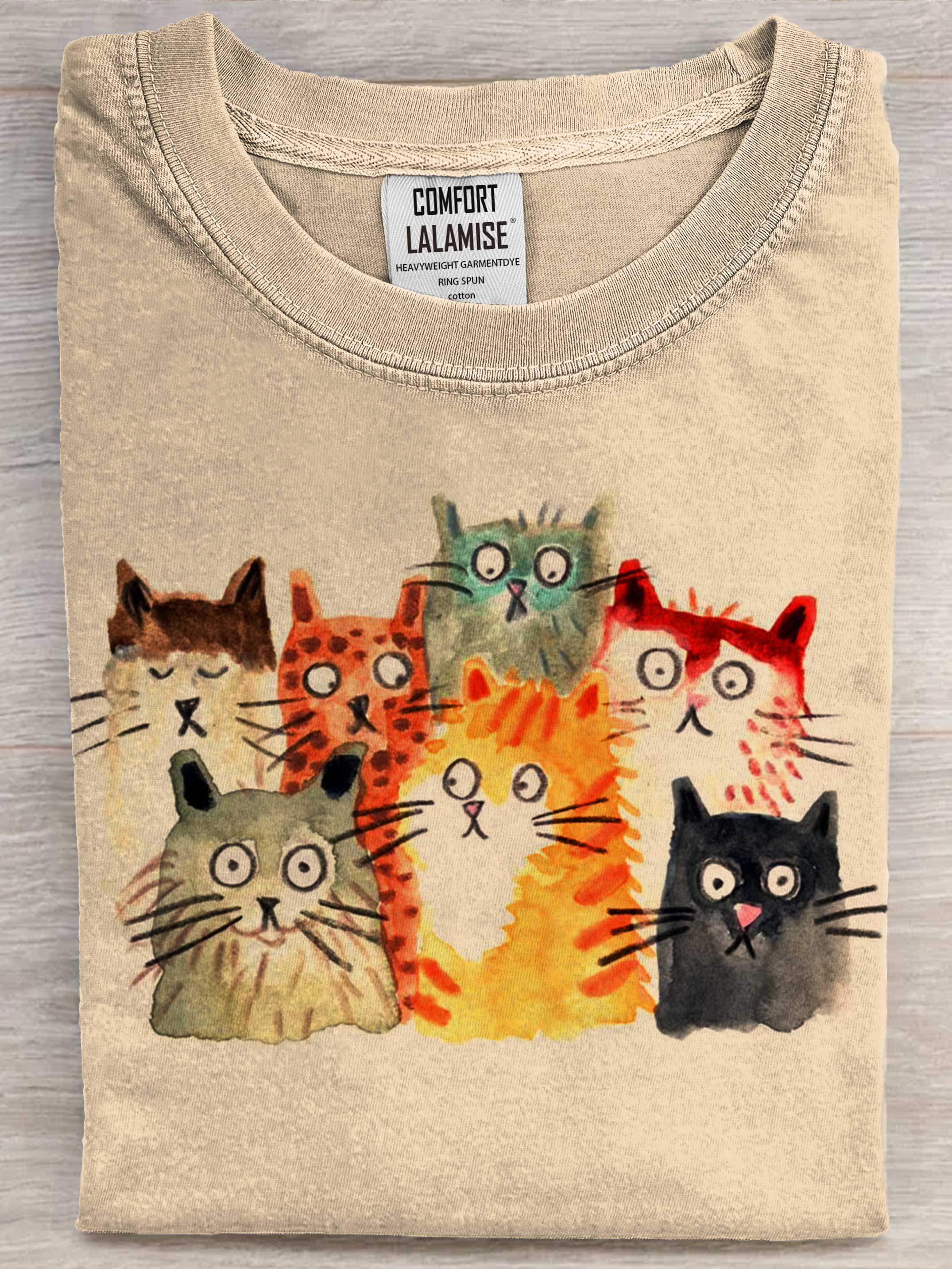 Cats Art Print Casual Short Sleeve T-shirt