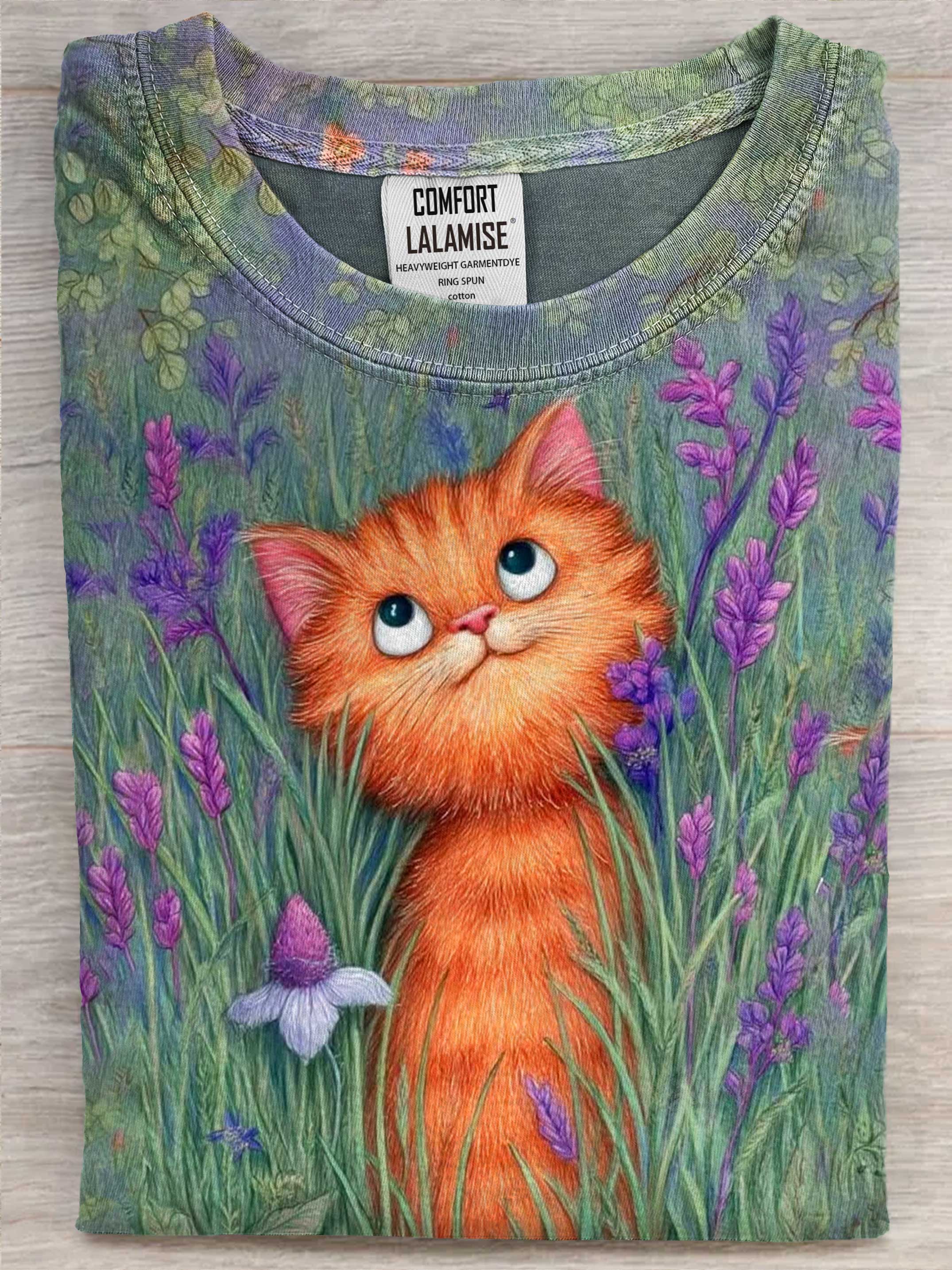 Cat Art Casual Cotton Short Sleeve T-shirt