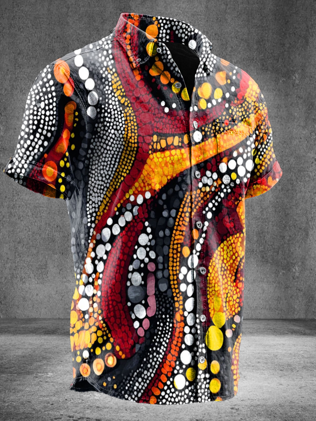 Vintage Abstrct Print 100% Cotton Denim Shirt