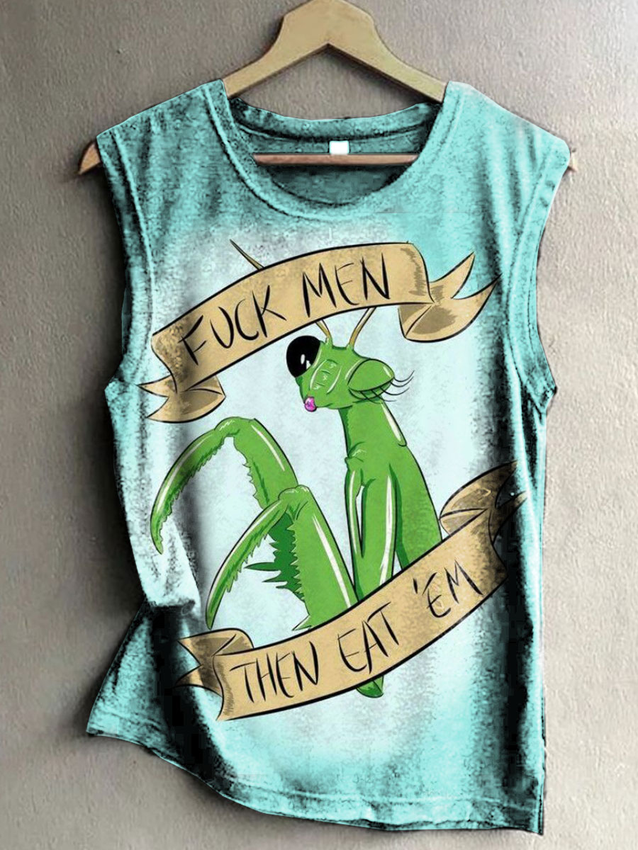 Vintage Art Print 100% Cotton Casual Tank Top