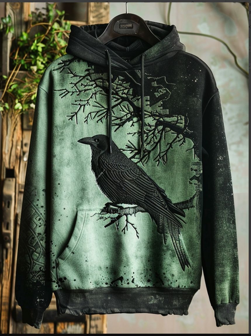 Raven 3D Art Casual Cozy Long Sleeve Sweatshirt