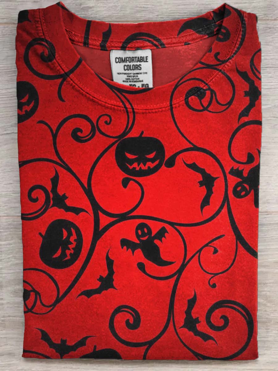 Halloween Evil Pumpkin Print Casual Short Sleeve T-Shirt