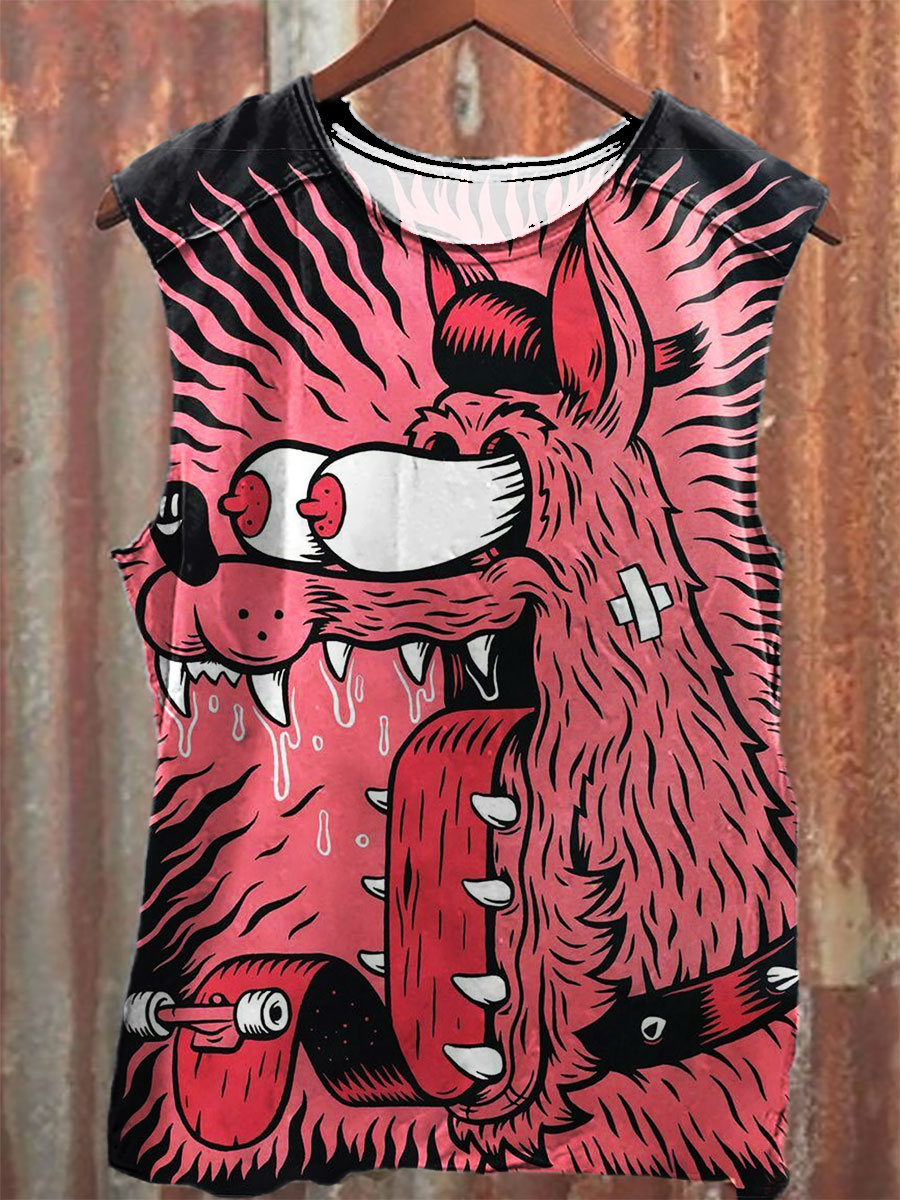 Vintage Art Print 100% Cotton Casual Tank Top