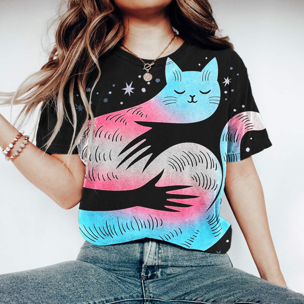 Transgender Cat Hug Lgbt Pride Women's Vintage T-shirt