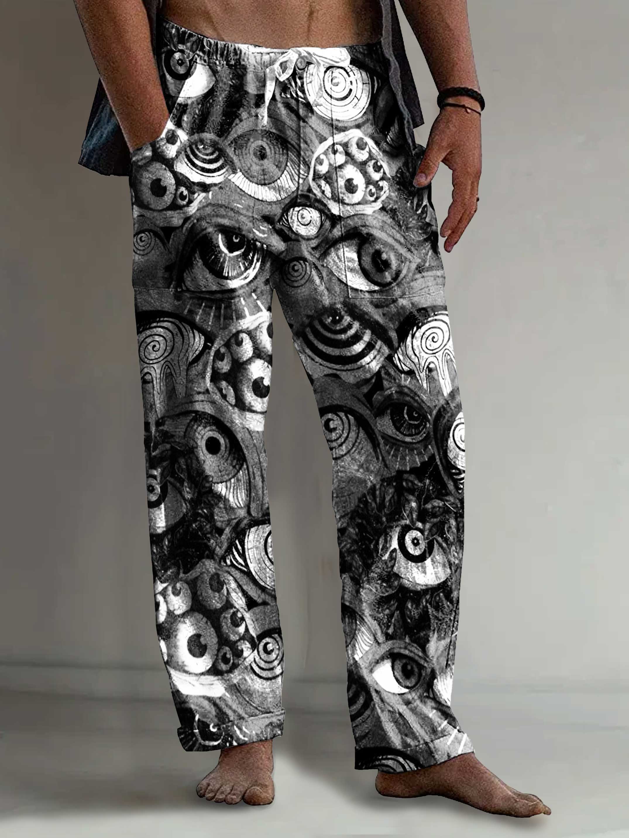 Men's Eyes Art Print Comfy 100% Cotton Pants