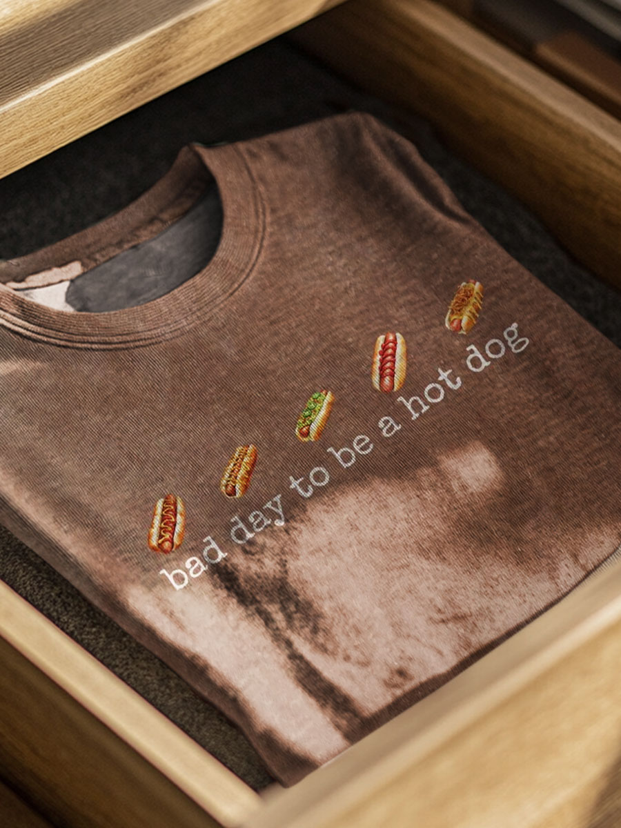 Bad Day To Be A Hot Dog Print Casual T-shirt