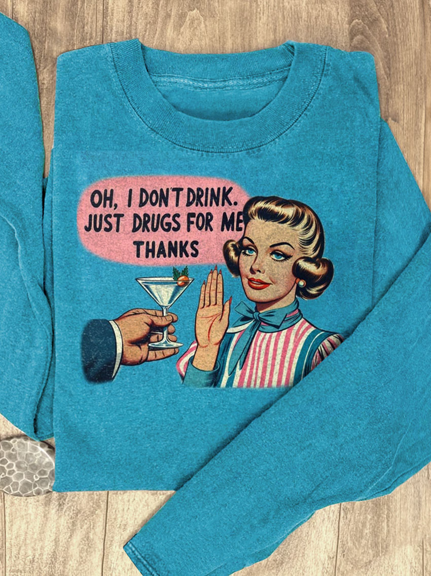 Vintage Funny Art Print Casual Sweatshirt