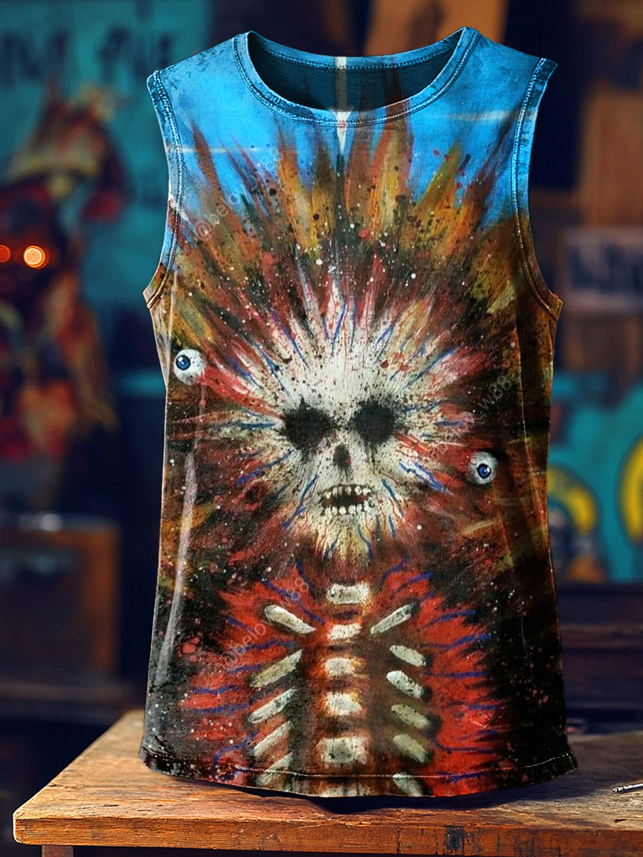 Vintage Art Print 100% Cotton Casual Tank Top