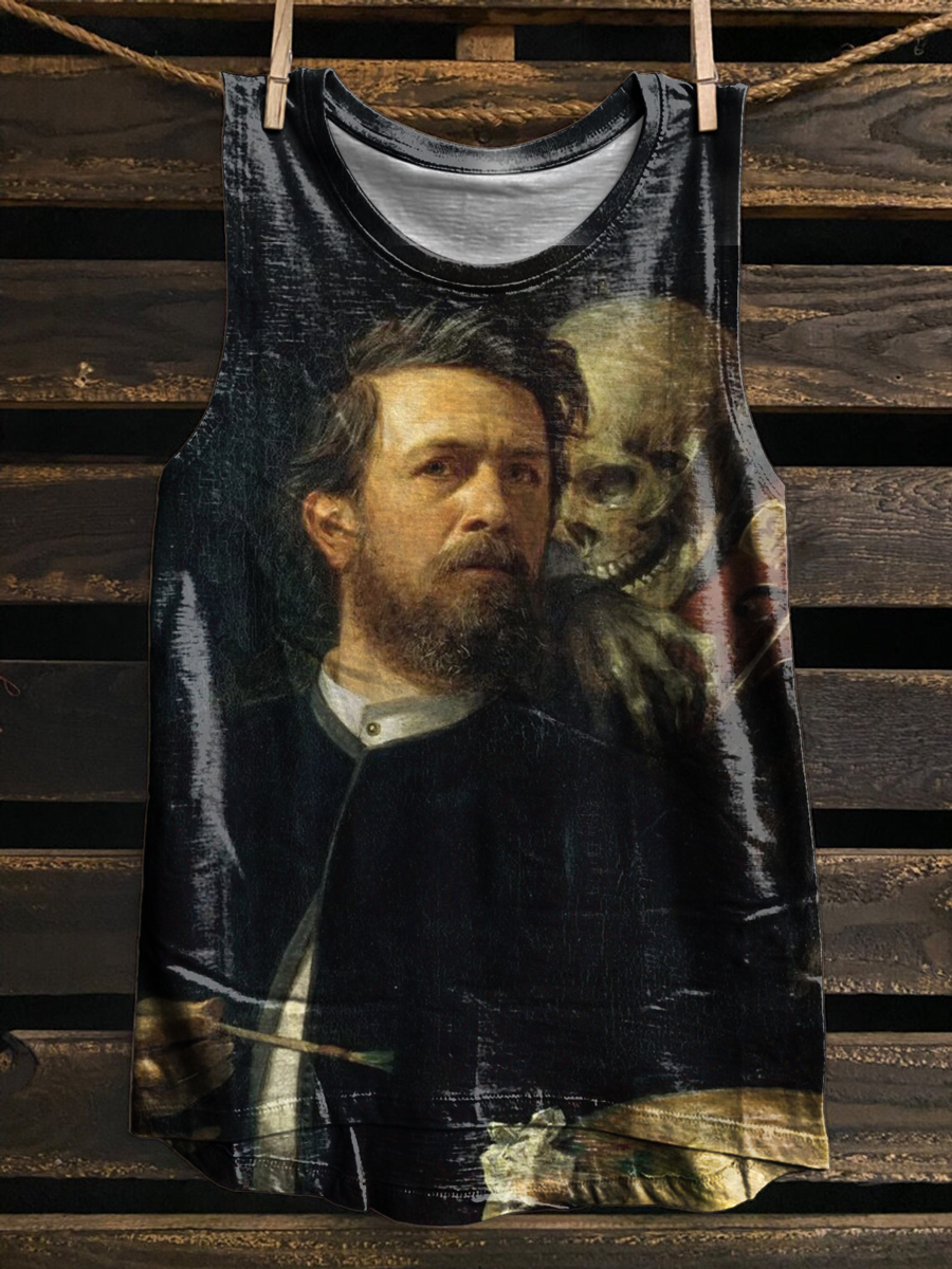 Vintage Art Print 100% Cotton Casual Tank Top
