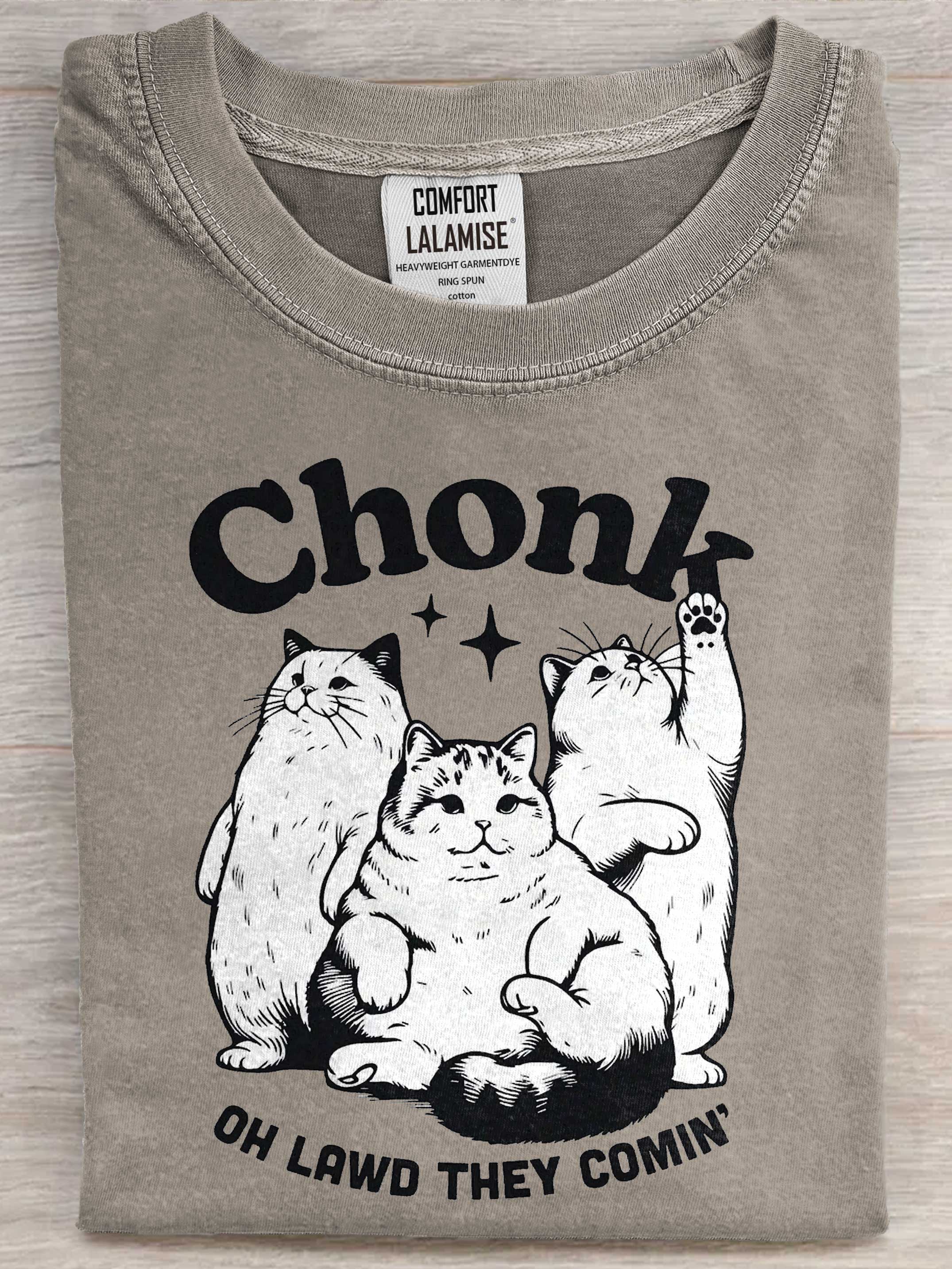 Chonk Cats Funny Art Print Casaul Short Sleeve T-shirt