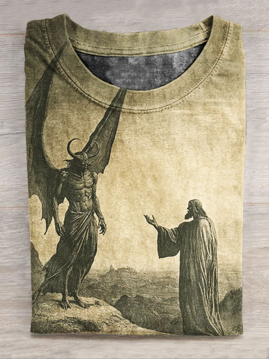 Dark Fantasy Art Printed Short-sleeved Top