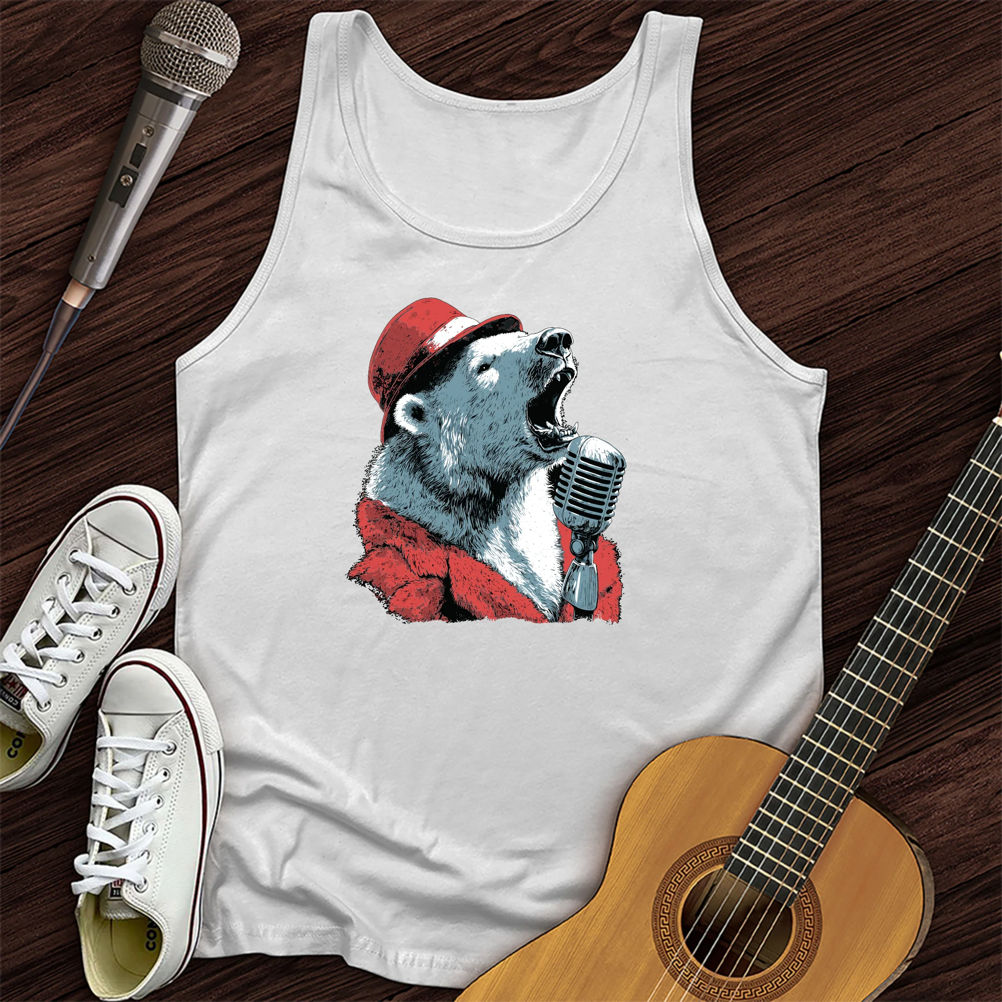 Polar Bear Microphone Unisex Tank Top