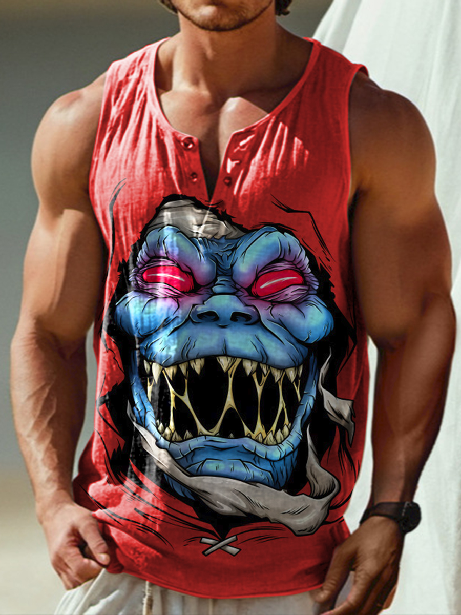 Vintage Art Print 100% Cotton Casual Tank Top