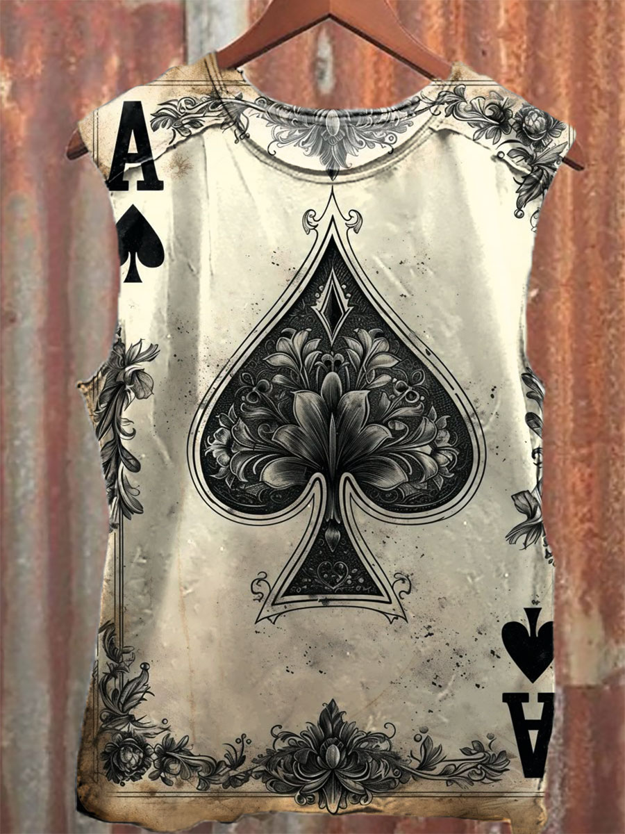 Vintage Art Print 100% Cotton Casual Tank Top