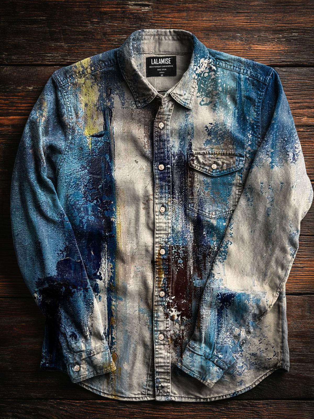 Vintage Abstrct Art Print 100% Cotton Long Sleeve Shirt
