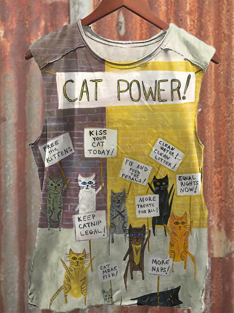Cat Power Graphic Print Unisex Classic Tank Top