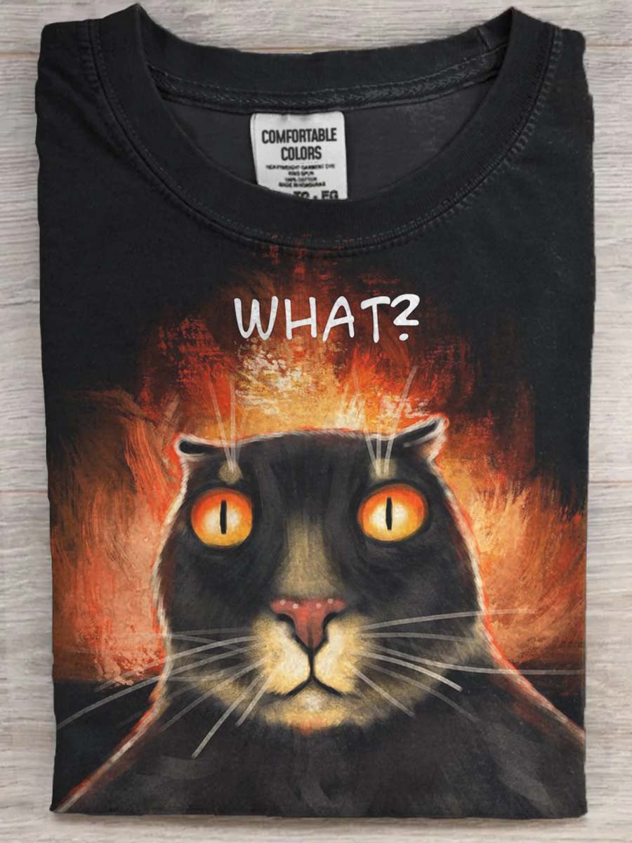Funny Cat Print Casual Short Sleeve T-Shirt