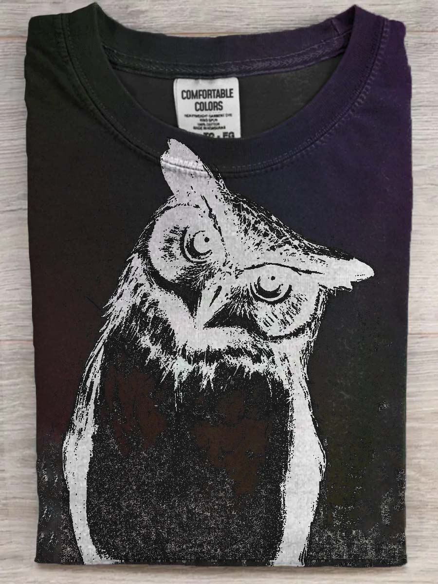 Owl Print Casual Short Sleeve T-Shirt