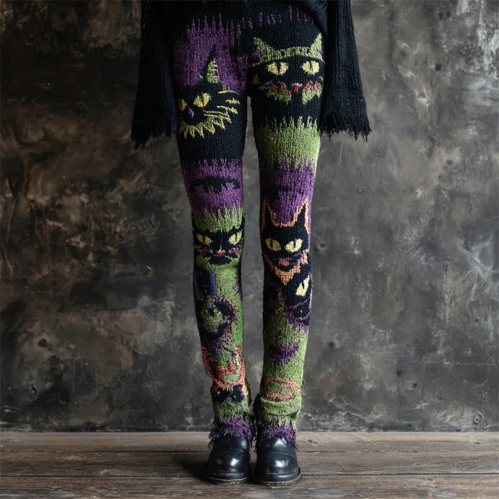 Funny Halloween Patchwork Art Print Casual  Leggings