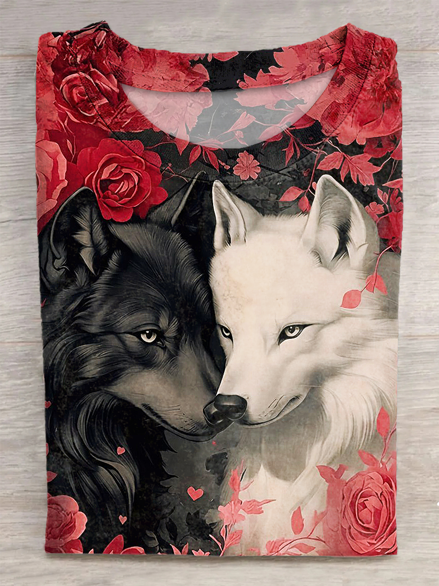 Fox Printed Vintage Fashion Loose Short Sleeve T-Shirt