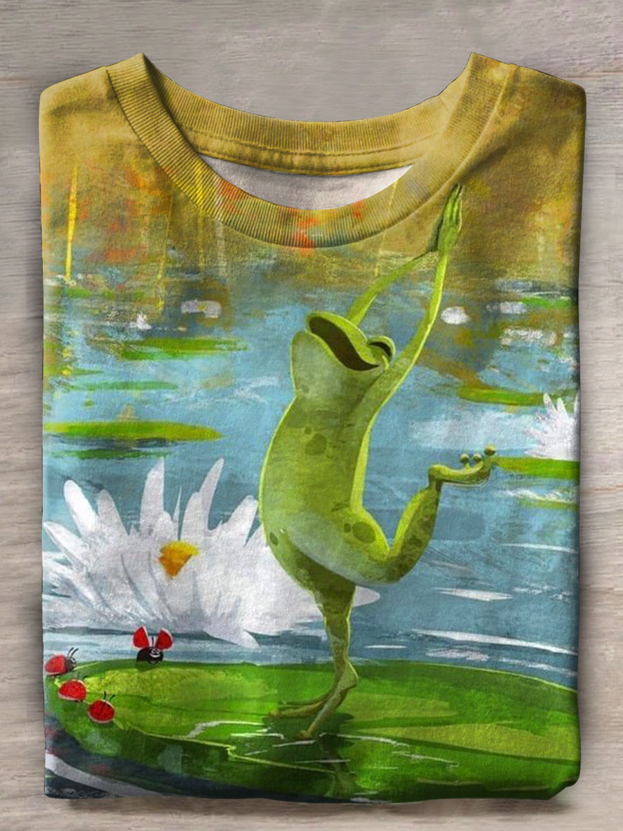 Funny Frog Print Casual T-shirt