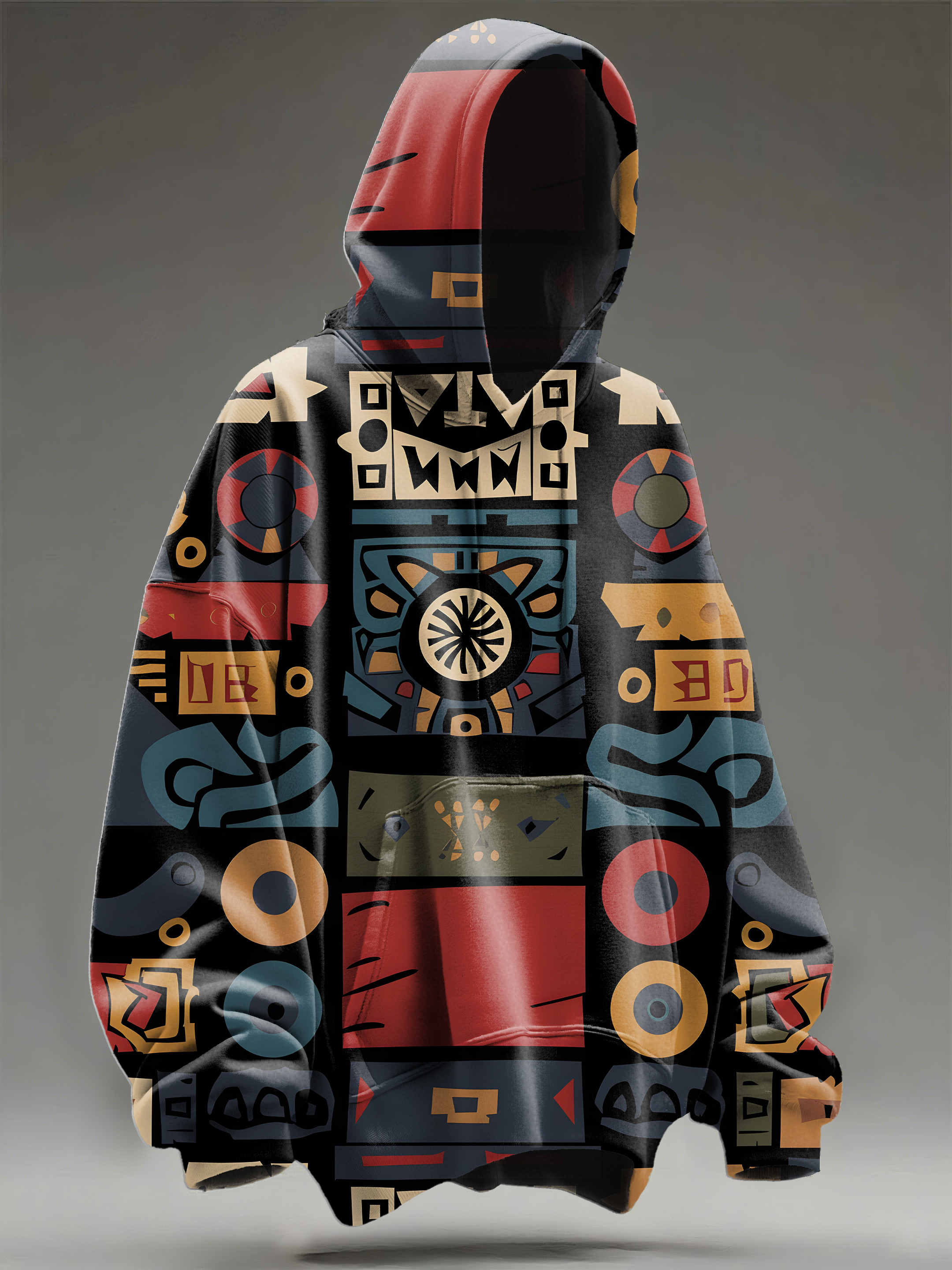 Vintage Multicolor Ethnic Patterns Art Print Casual Hoodie Sweatshirt
