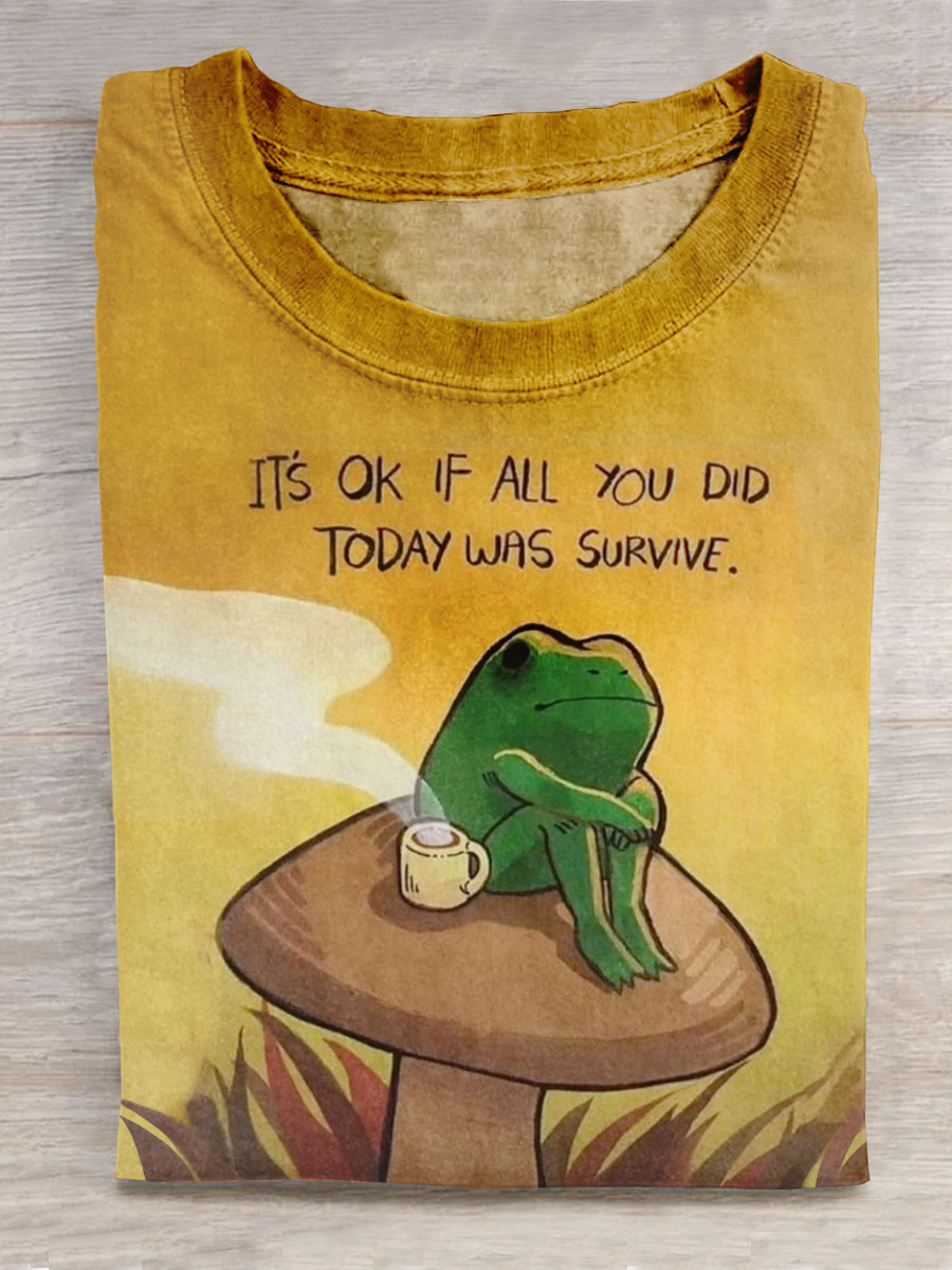 Funny Frog Print Short Sleeves