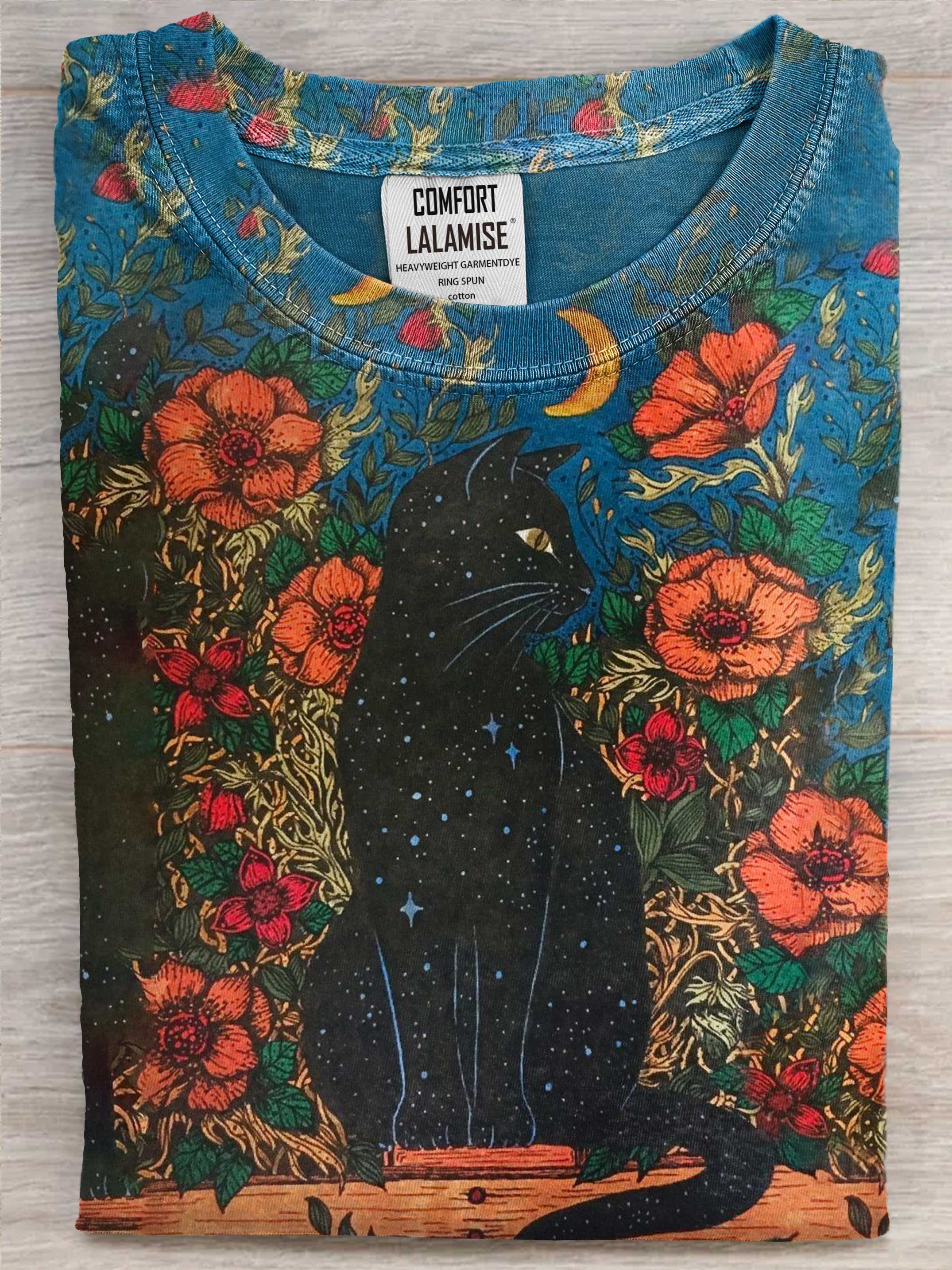 Black Cat Art Casaul Cotton Short Sleeve T-shirt