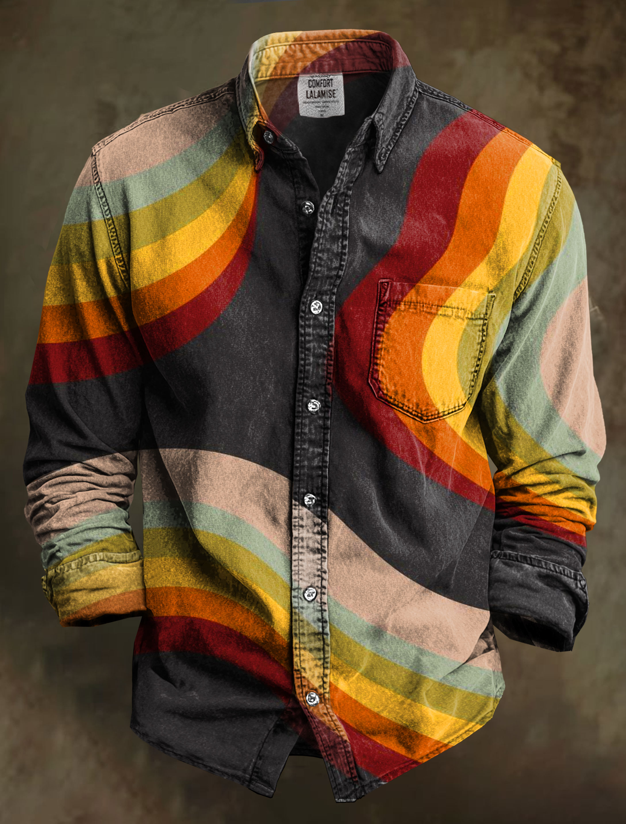 Vintage Art Print 100% Cotton Long Sleeve Shirt