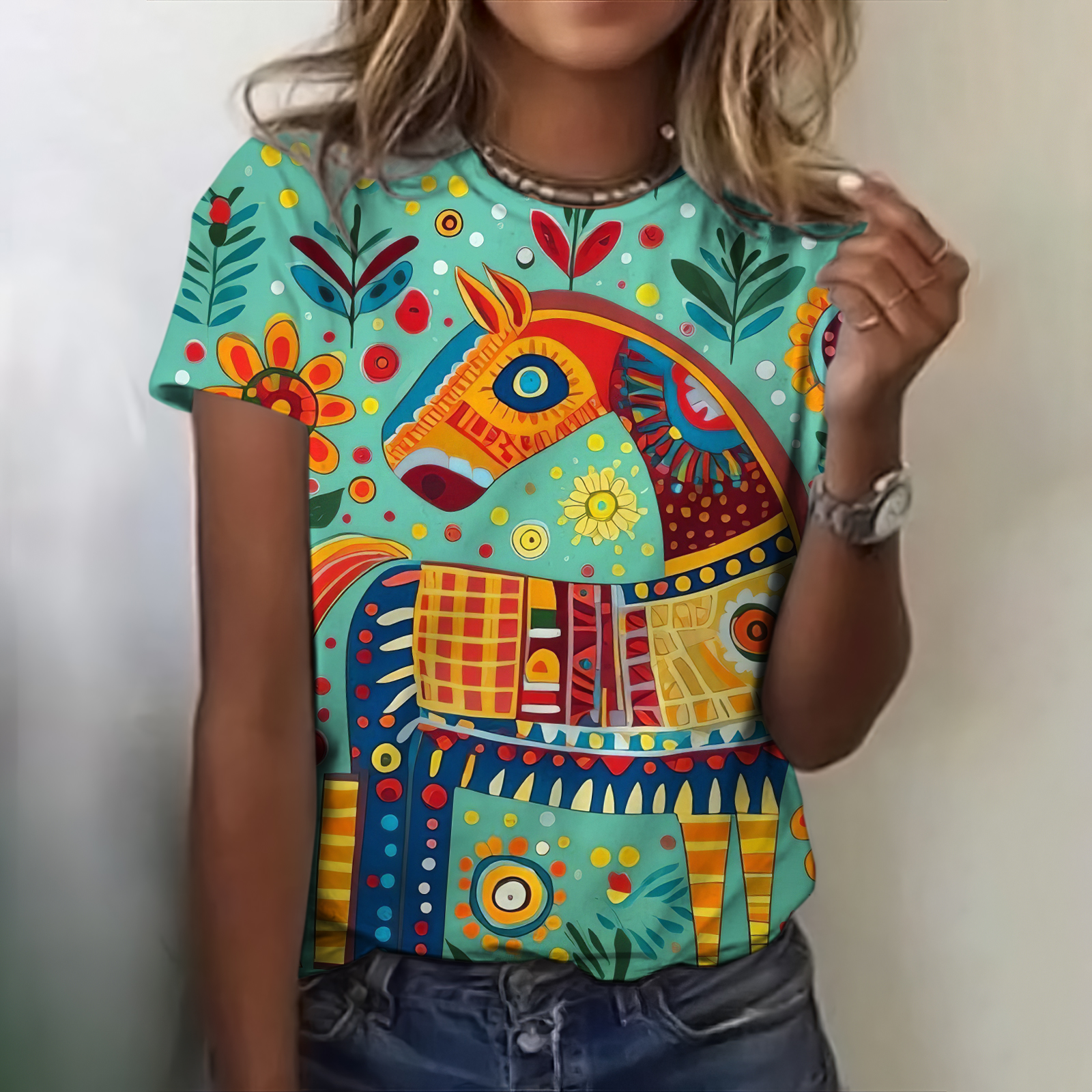 Women's Swedish Folk Art Floral T-shirt