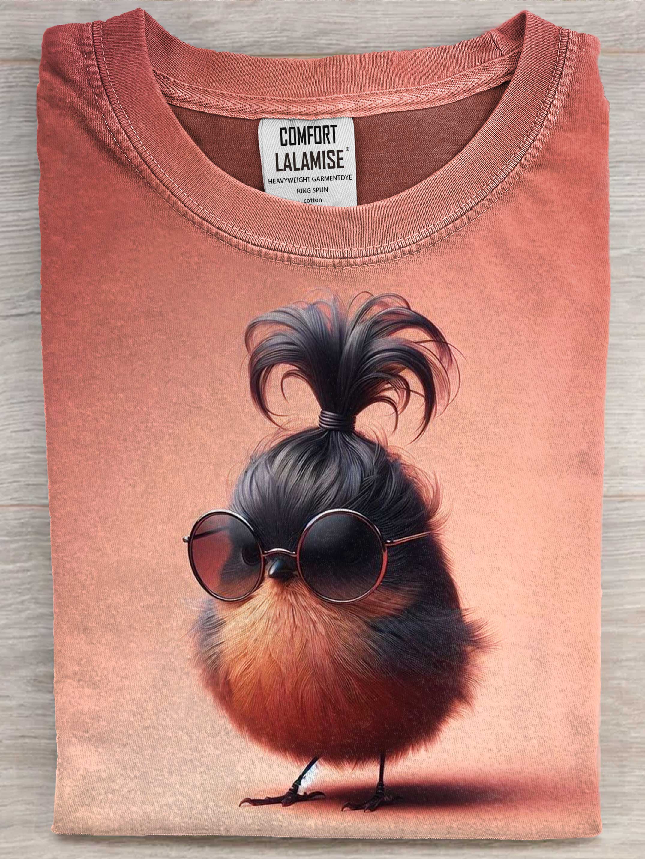 Cute Funny Bird Art Print Casaul Short Sleeve T-shirt