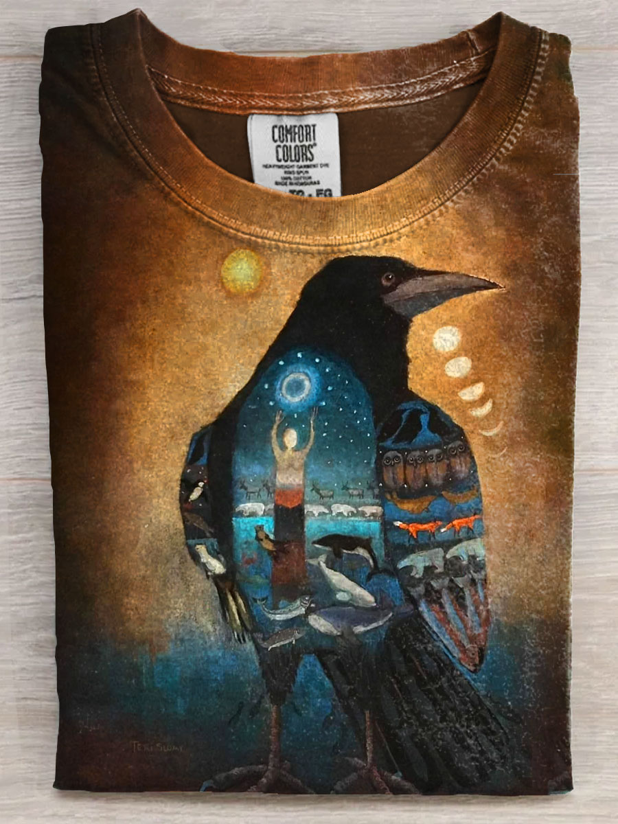 Vintage Bird Art Print Casaul Short Sleeve T-shirt