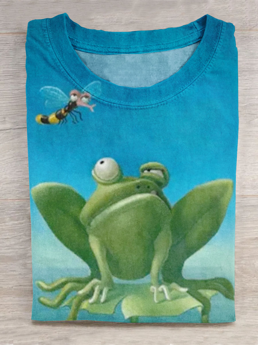 Funny Frog Print Short Sleeves