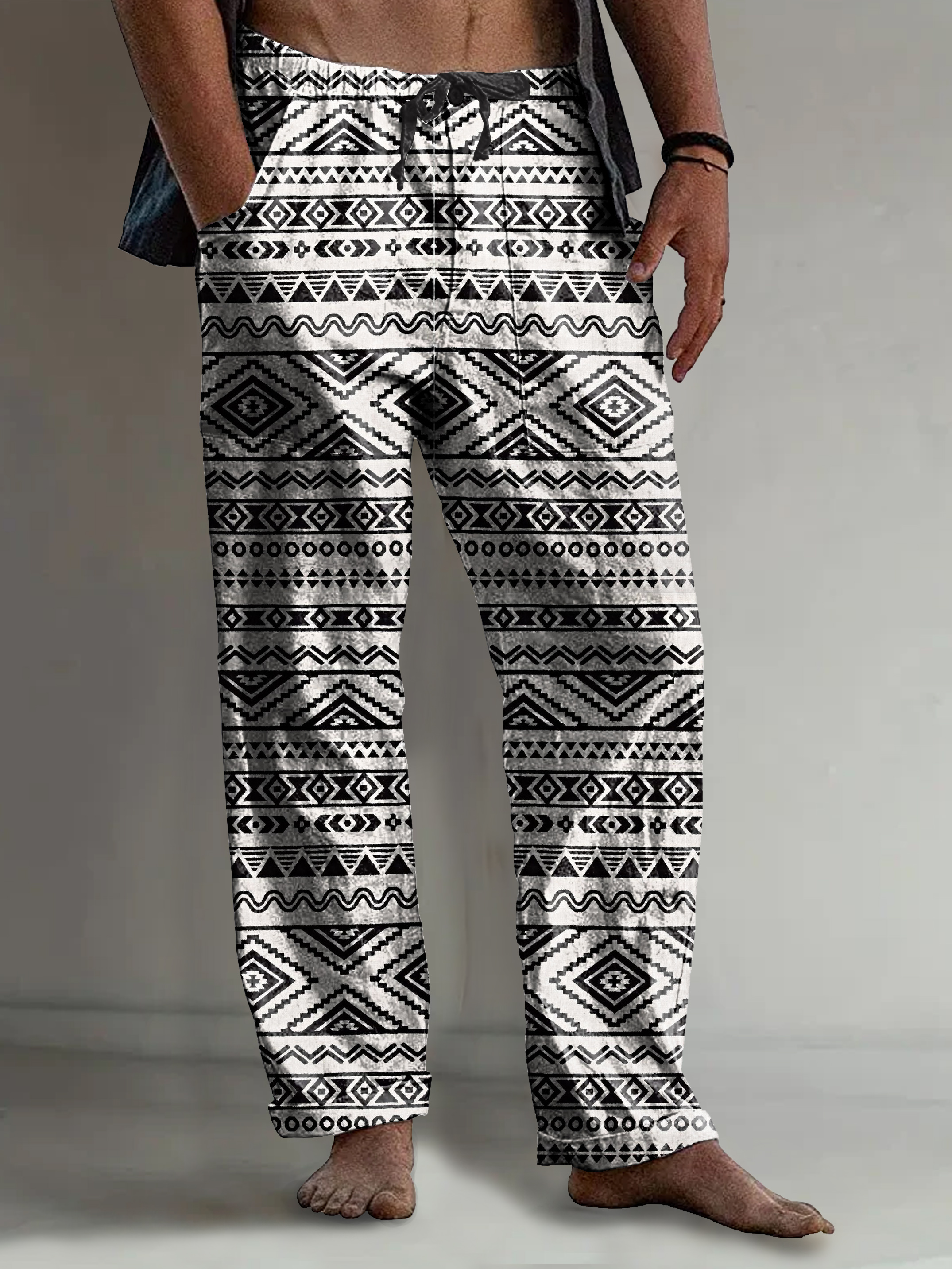 Men's Vintage Abstract Ethnic Art Print Comfy 100% Cotton Pants