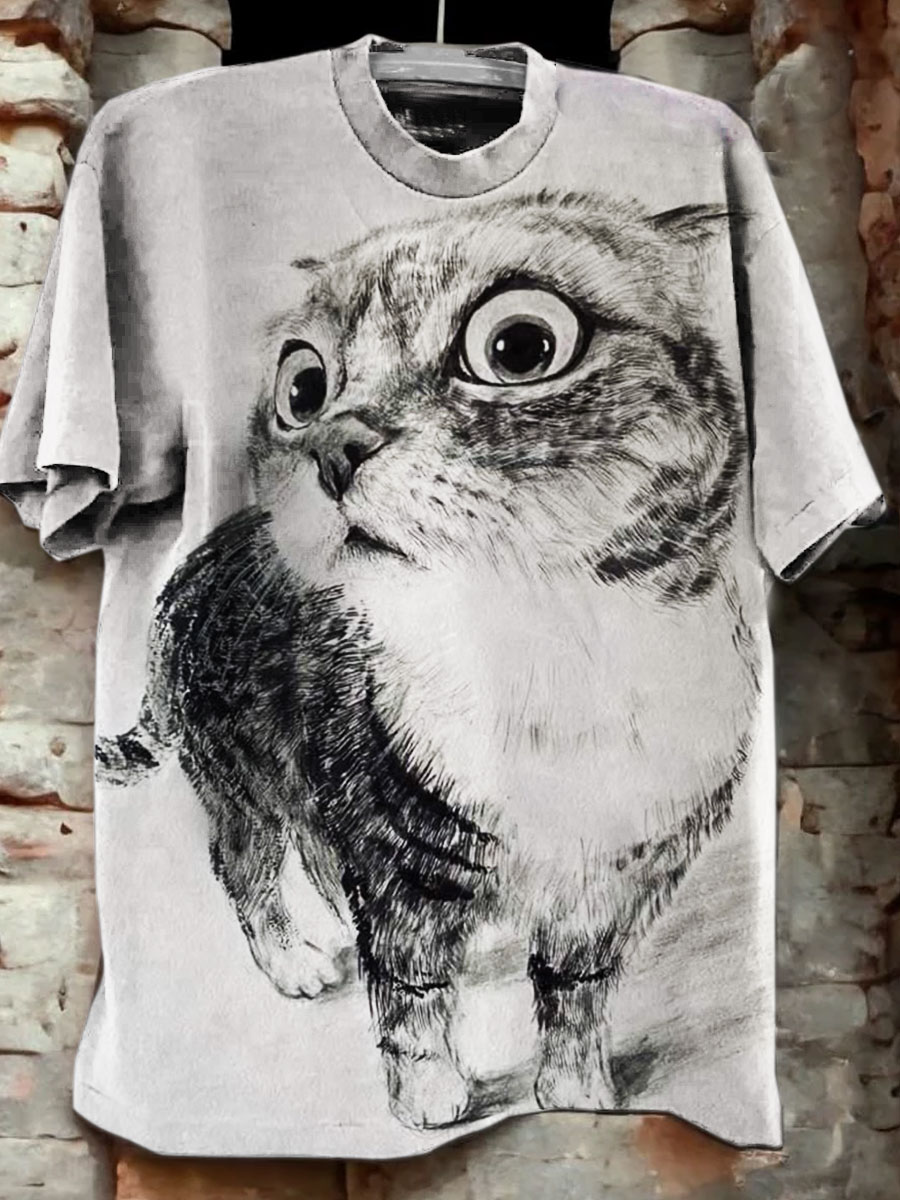 Funny Cat Print Casual T-shirt