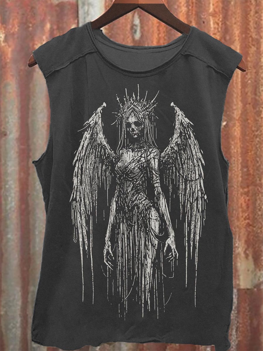 Vintage Print 100% Cotton Casual Tank Top