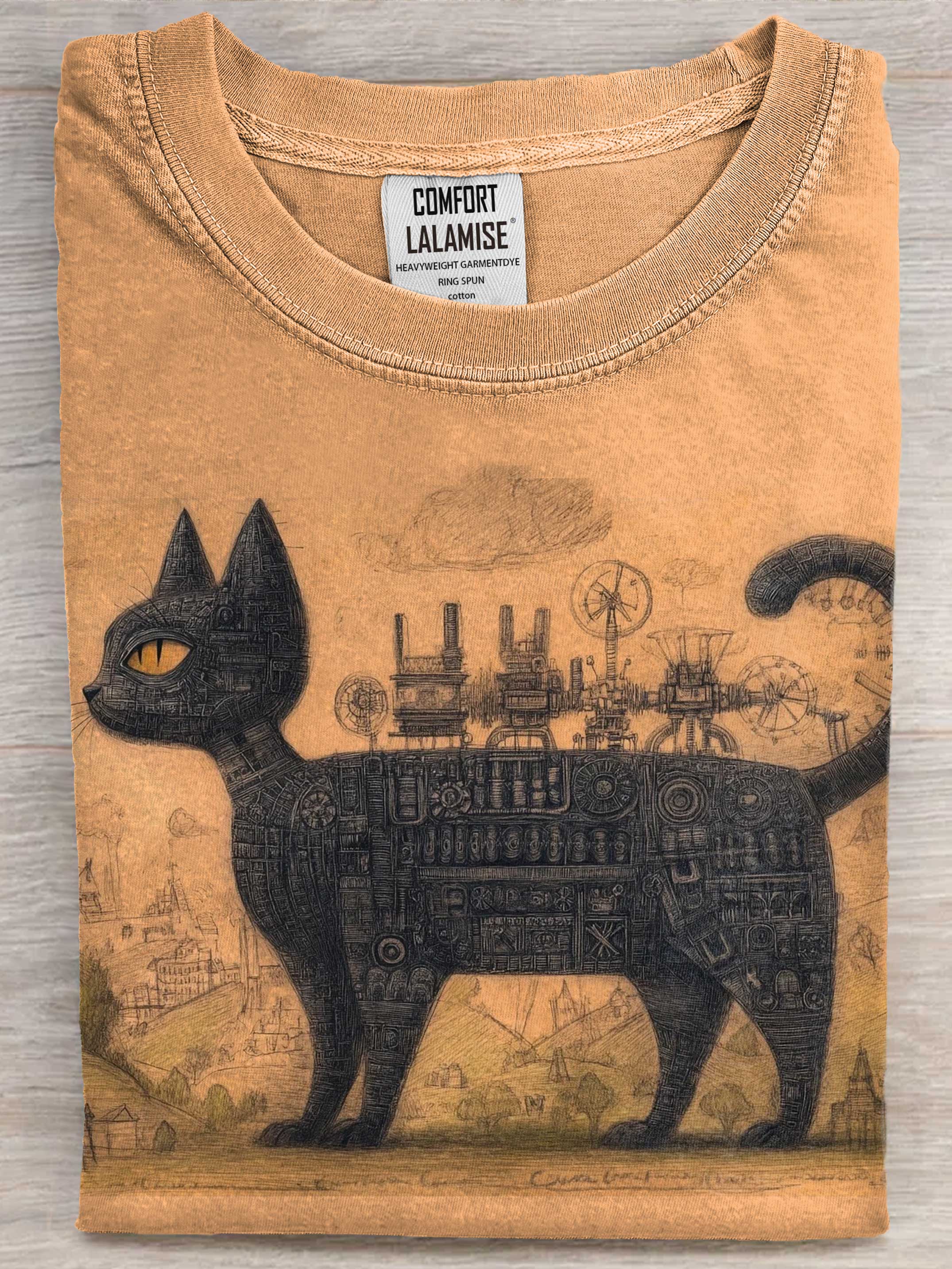 Surrealist cat Art Print Casaul Short Sleeve T-shirt