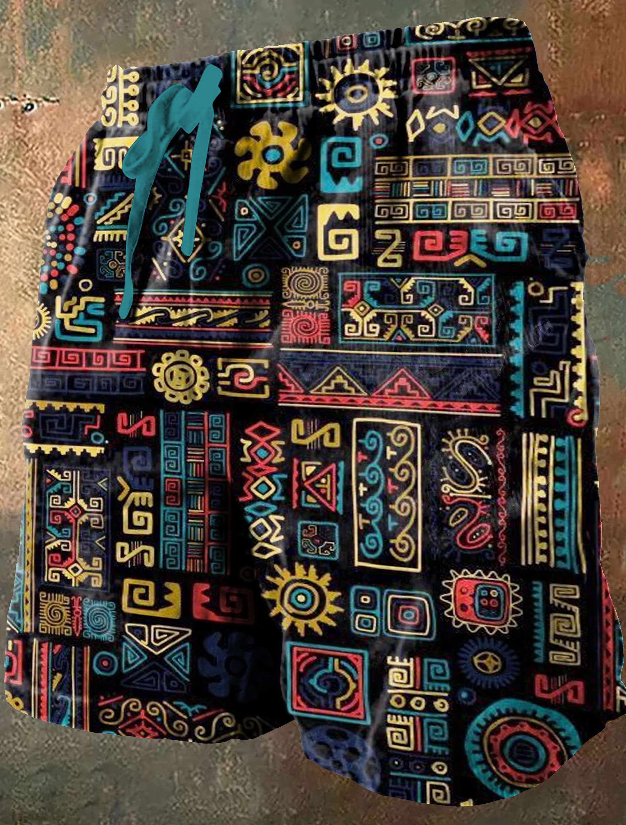 Retro Abstrct Art Print Casual Short Pants