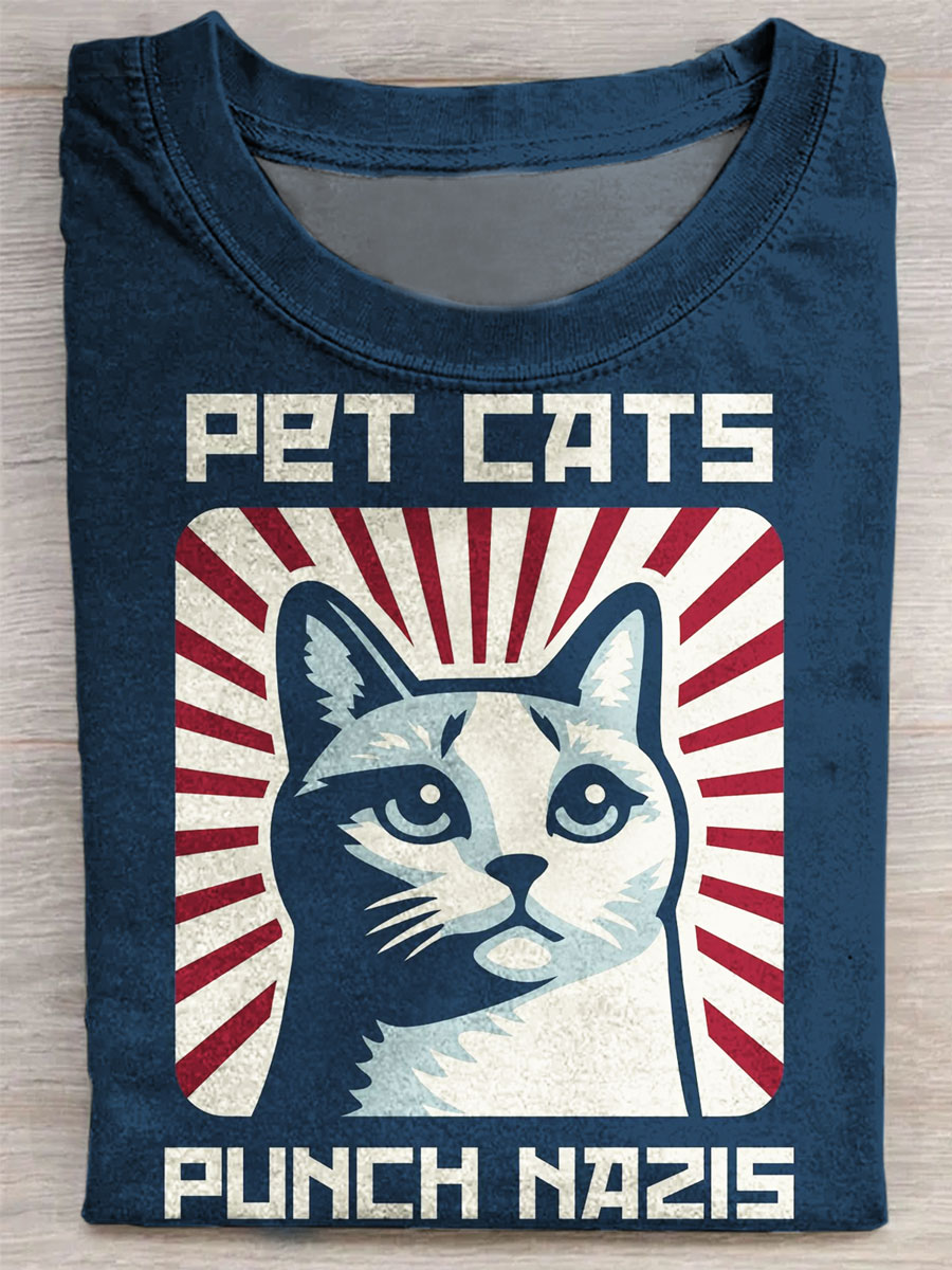 Funny Cat Print Casual T-shirt