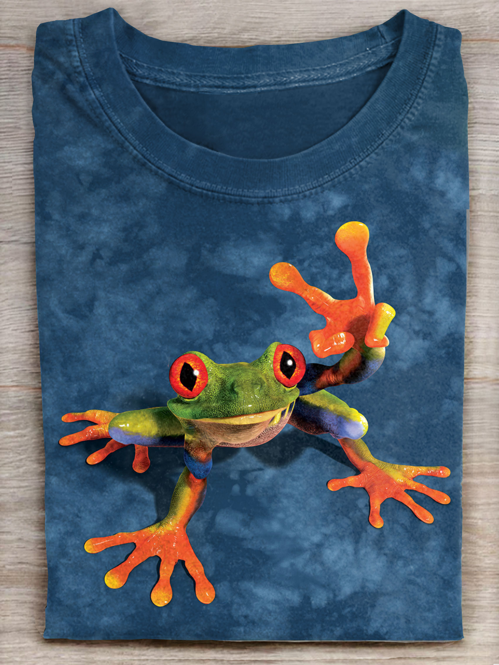 Vintage Victory Frog Art Print Casual Short Sleeve T-shirt