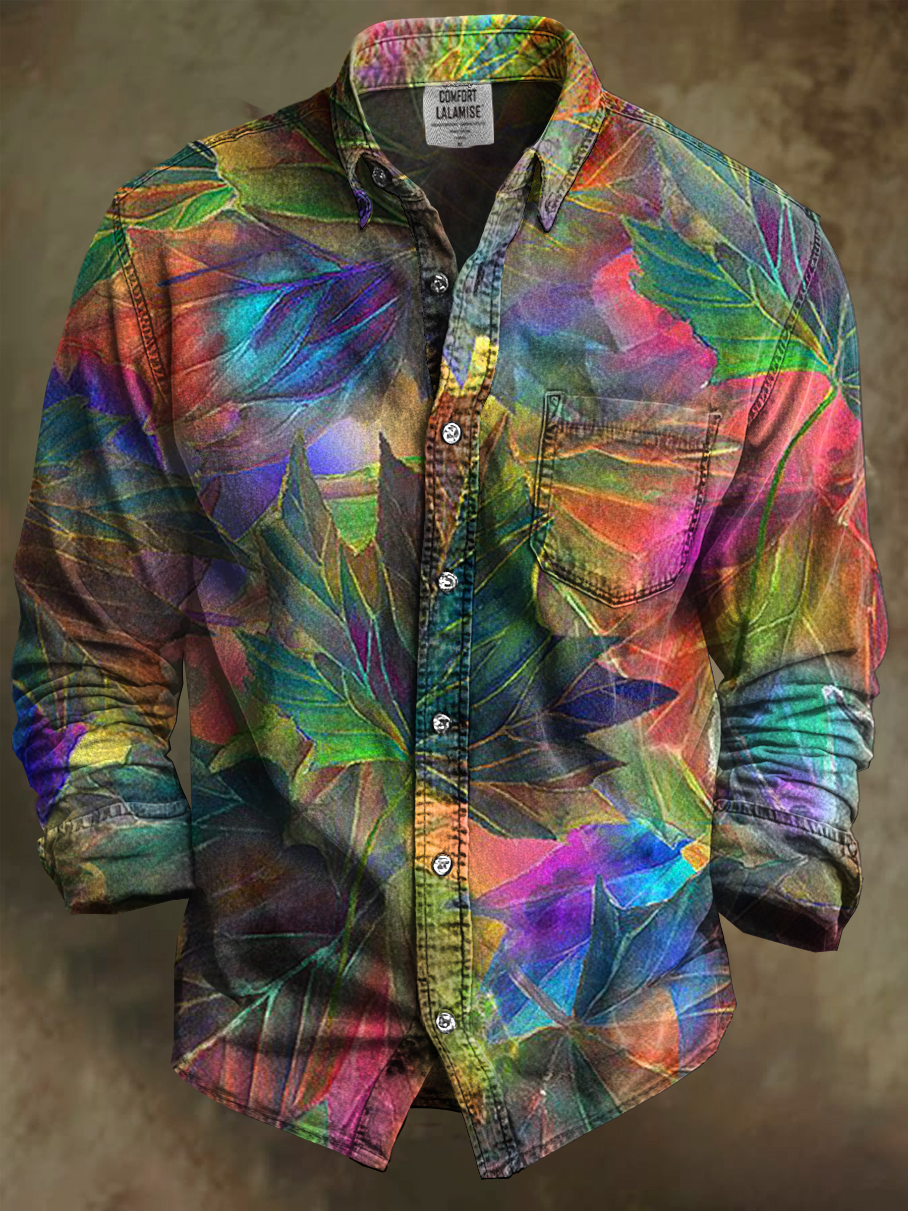 Abstrct Art Print 100% Cotton Long Sleeve Shirt