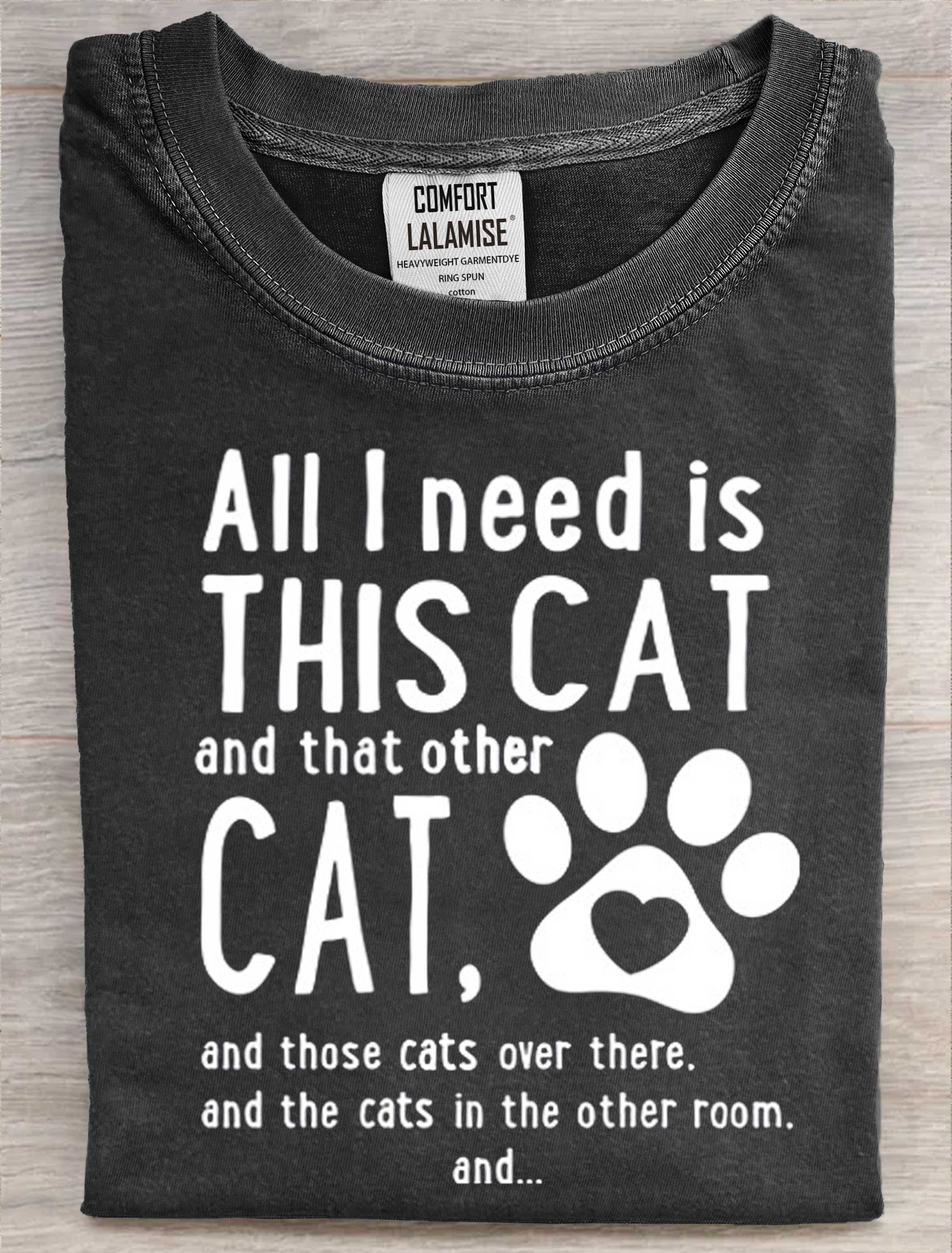 Funny Cat Lover Art Print Casaul Short Sleeve  T-shirt