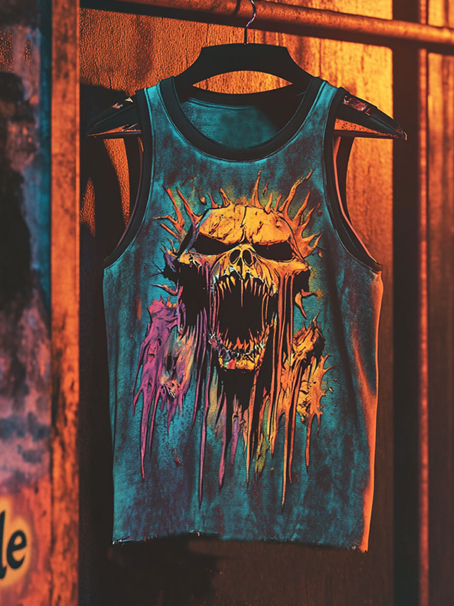 Vintage Zombies Print 100% Cotton Casual Tank Top