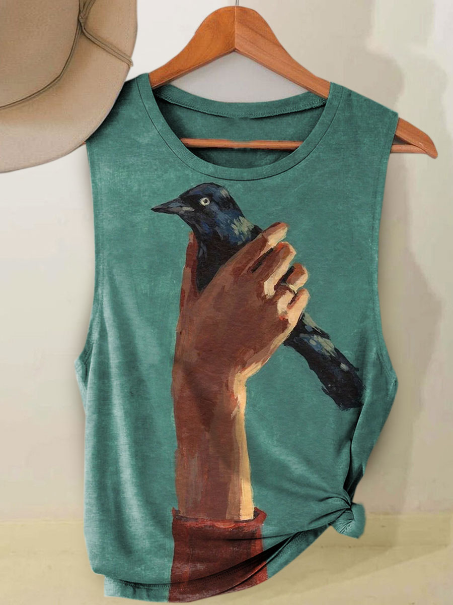 Bird Print Casual Tank Top