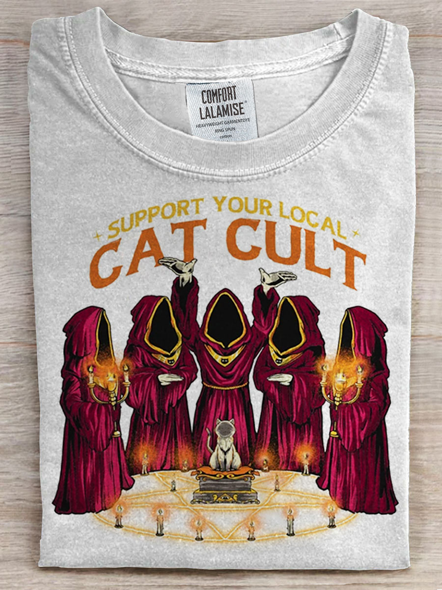 Support Your Local Cat Cult Prints Casual T-shirt