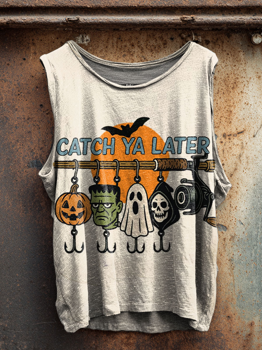 Halloween Art Print 100% Cotton Casual Tank Top