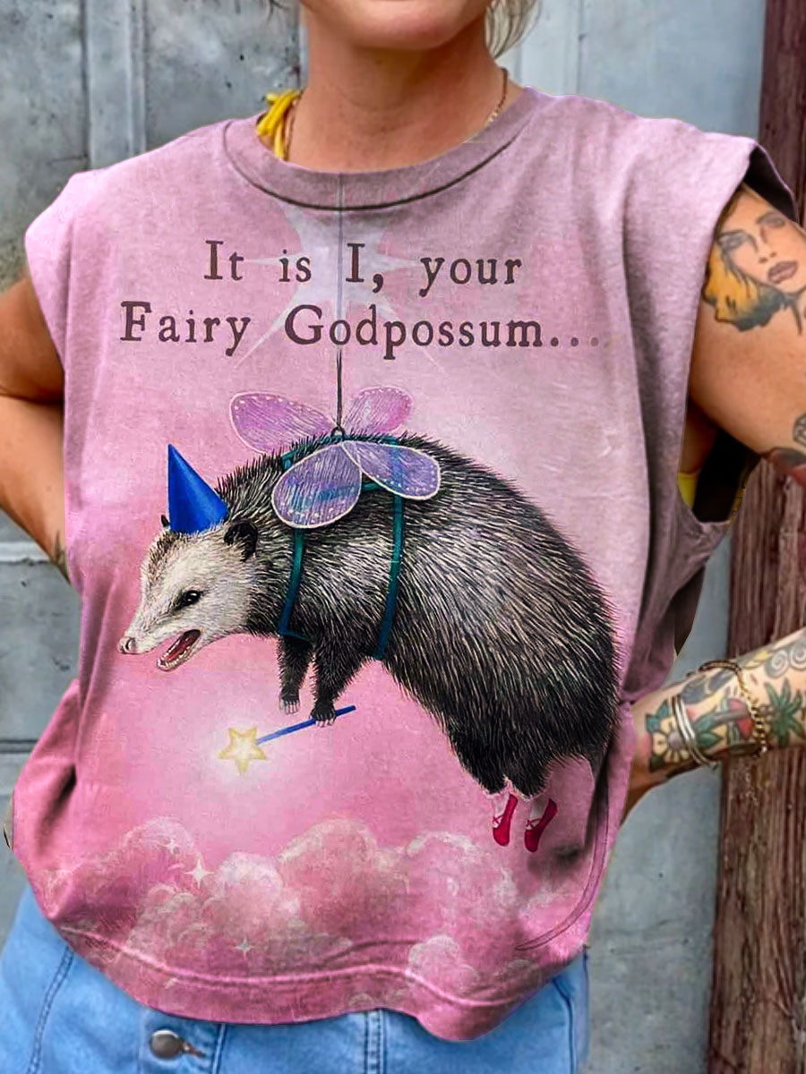 Possum Print 100% Cotton Casual Tank Top