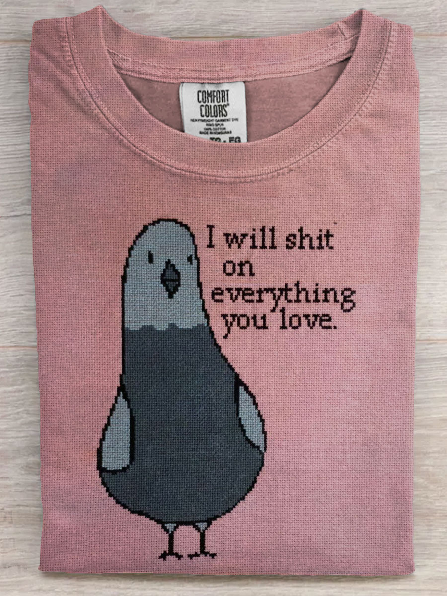 Funny Bird Humor Art Print Casual Short Sleeve T-shirt